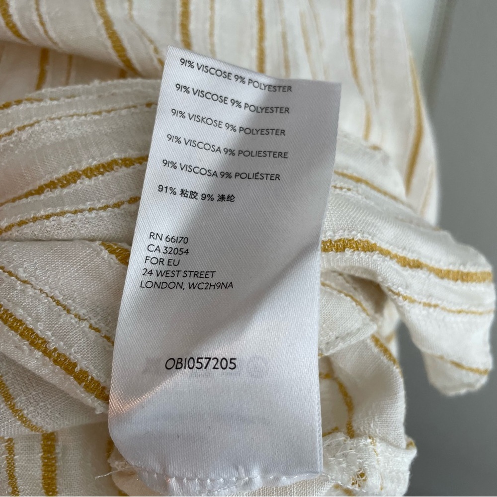 Anthropologie White and Gold Tailor Strip Button Down Long Sleeve Size 14 - Picture 5 of 15